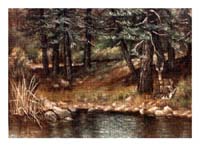 Painting of Deer by the Lake